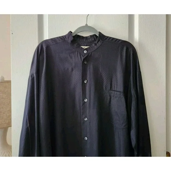 HAUPT Men's Shirt Button Up Long Sleeve Rayon Cotton Black Size L (42) - Picture 2 of 9